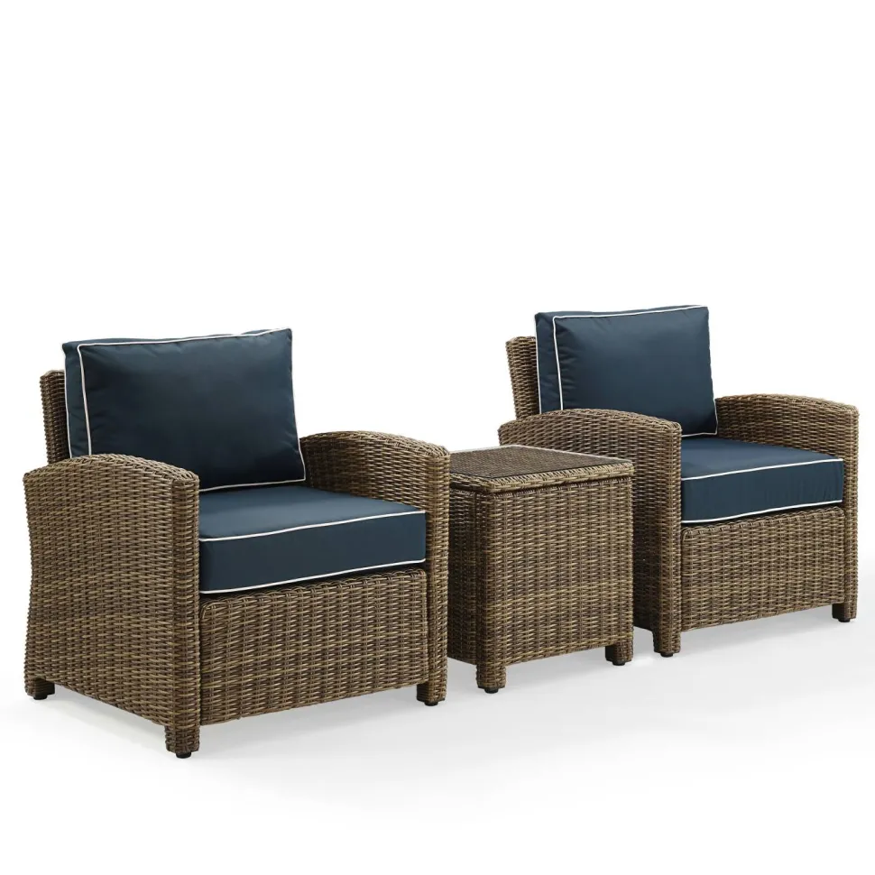 Bradenton 3Pc Outdoor Wicker Armchair Set