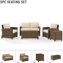 Bradenton 5Pc Outdoor Wicker Conversation Set