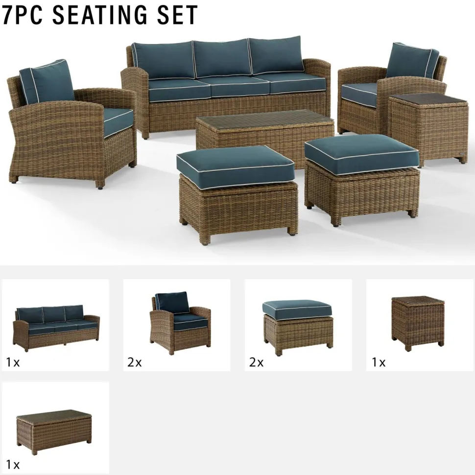 Bradenton 7Pc Outdoor Wicker Sofa Set
