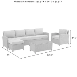 Bradenton 5Pc Outdoor Wicker Sectional Set