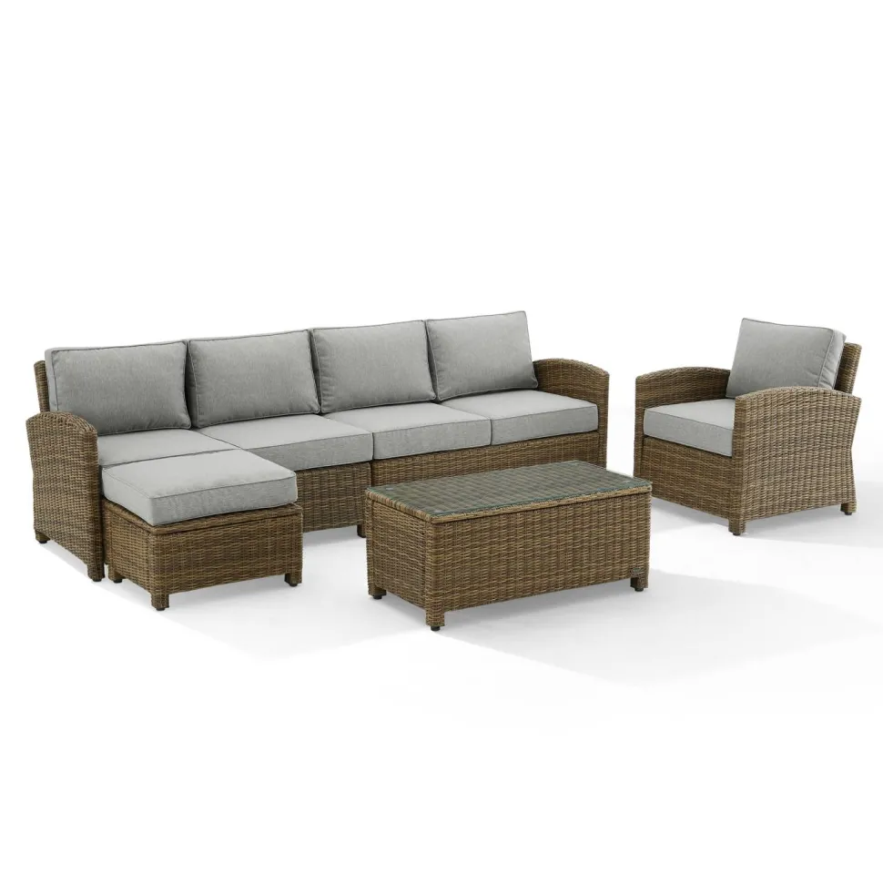 Bradenton 5Pc Outdoor Wicker Sectional Set