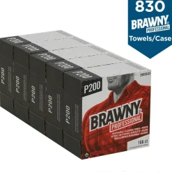 Brawny Professional Medium Duty Scrim Reinforced Wipers, 4-Ply, 9.25 x 16.69, Unscented, White, 166/Box, 5 Boxes/Carton