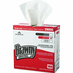 Brawny Professional Medium Duty Scrim Reinforced Wipers, 4-Ply, 9.25 x 16.69, Unscented, White, 166/Box, 5 Boxes/Carton