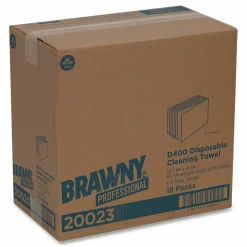 Brawny Professional Medium Duty Premium DRC 1/4 Fold Wipers, 1-Ply, 13 x 12.5, Unscented, White, 65/Pack