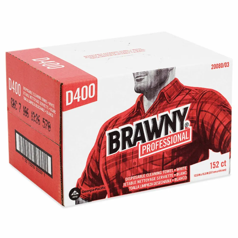 Brawny Professional Premium DRC Wipers, Paper, 1-Ply, 12.5 x 16.75, White, 152/Box