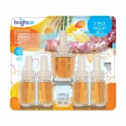 BRIGHT Air Electric Scented Oil Air Freshener Refill, Hawaiian Blossoms and Papaya, 0.67 oz Bottle, 5/Pack