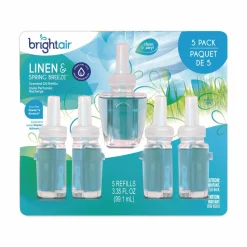 BRIGHT Air Electric Scented Oil Air Freshener Refill, Linen and Spring Breeze, 0.67 oz Bottle, 5/Pack, 6 Pack/Carton
