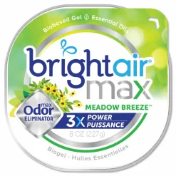 BRIGHT Air Max Odor Eliminator Air Freshener, Meadow Breeze, 8 oz Jar, 6/Carton