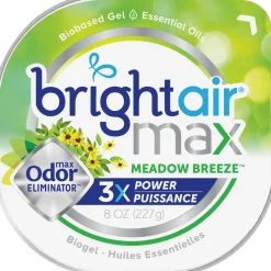 BRIGHT Air Max Odor Eliminator Air Freshener, Meadow Breeze, 8 oz Jar, 6/Carton