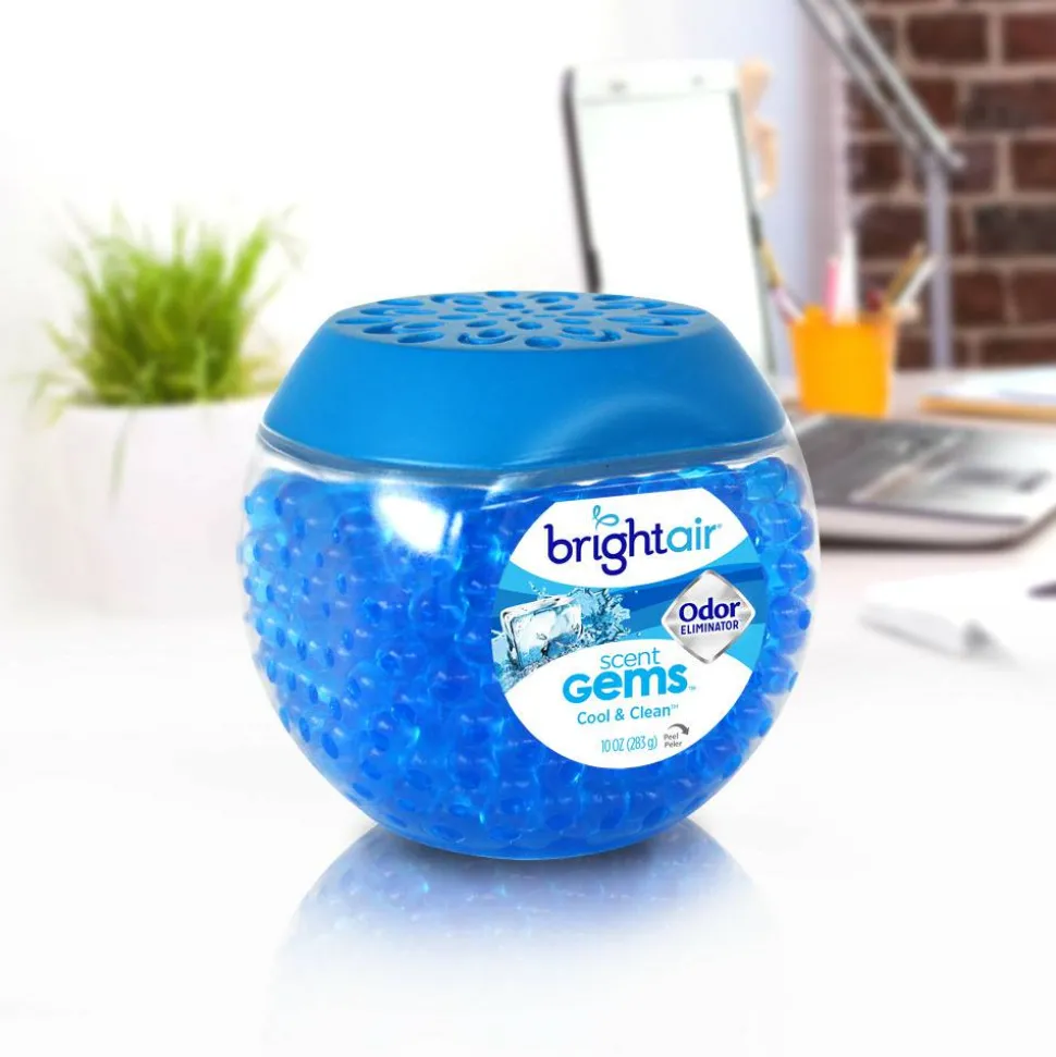 BRIGHT Air Scent Gems Plus Odor Eliminator Beads Air Freshener, Cool & Clean, 10 Oz