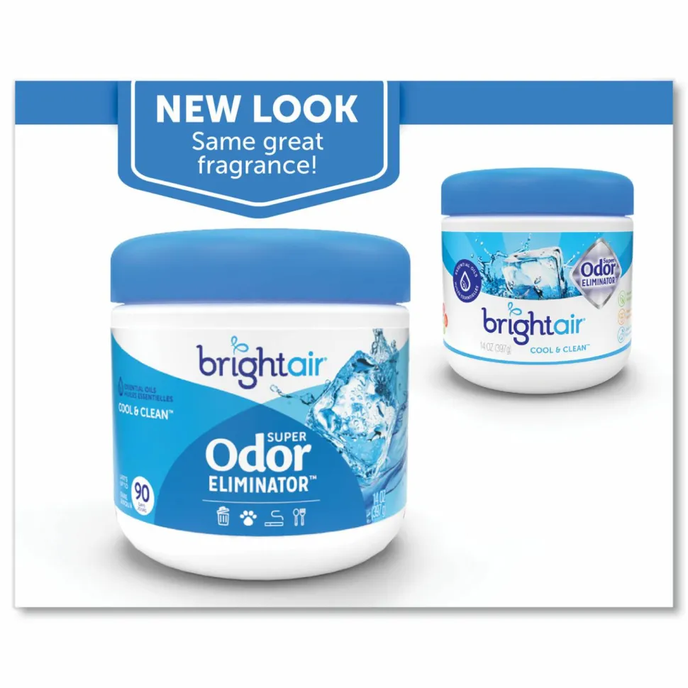 BRIGHT Air Super Odor Eliminator, Cool and Clean, Blue, 14 oz Jar