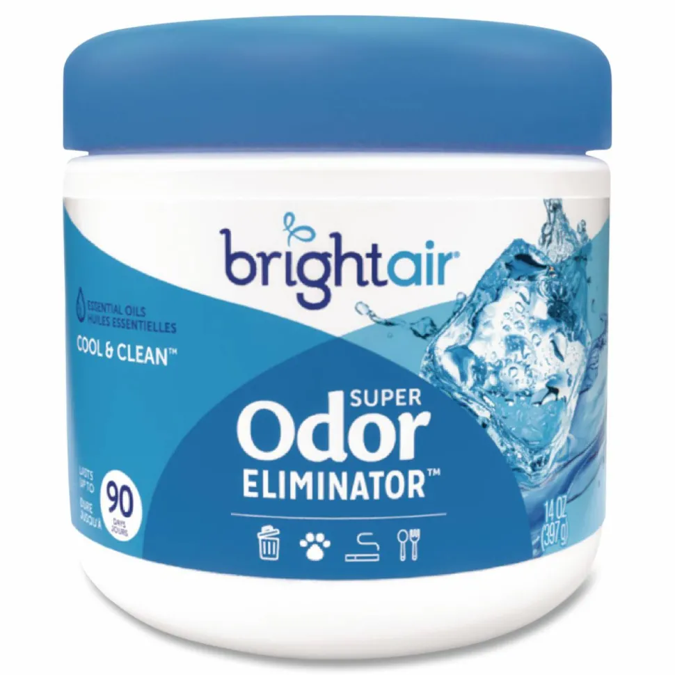 BRIGHT Air Super Odor Eliminator, Cool and Clean, Blue, 14 oz Jar