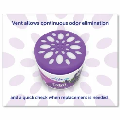 BRIGHT Air Super Odor Eliminator, Lavender and Fresh Linen, Purple, 14 oz Jar, 6/Carton