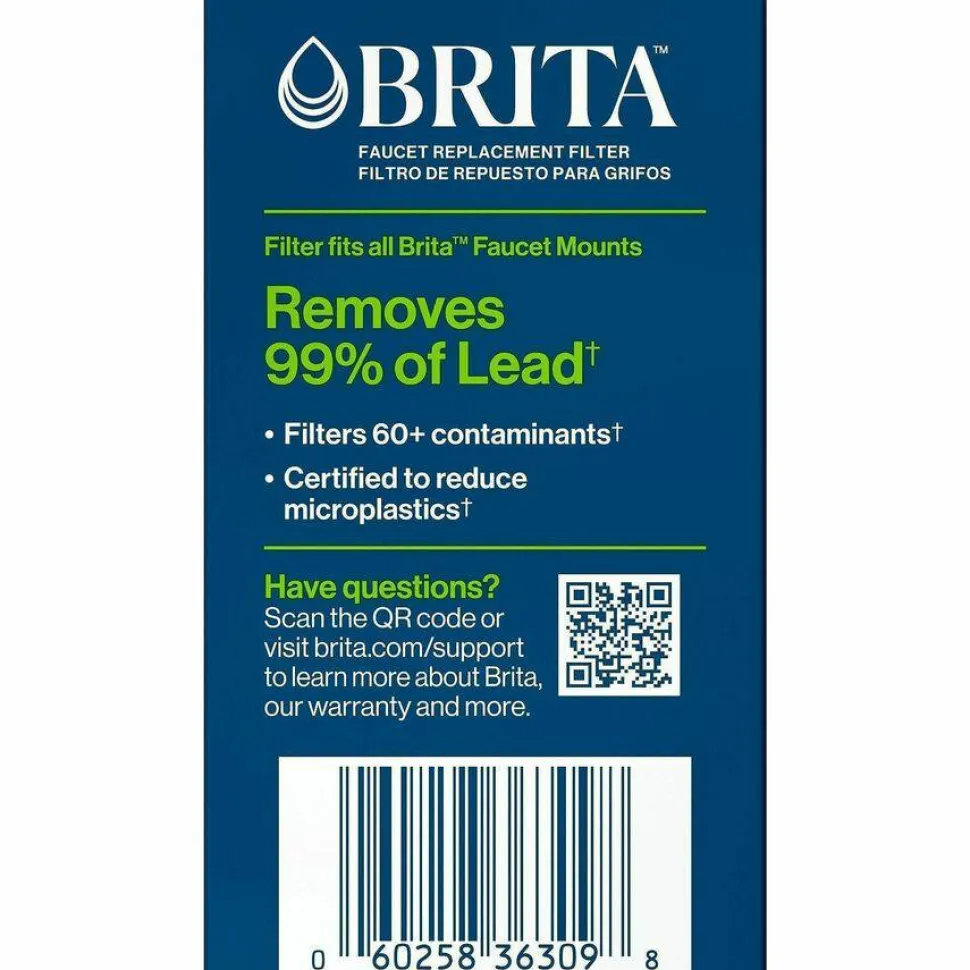 Brita On Tap Water Filtration System Replacement Filters For Faucets - 100 gal Filter Life - Blue, White - 1 Each