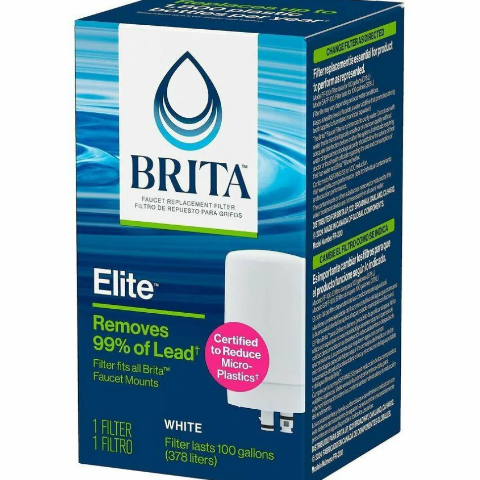 Brita On Tap Water Filtration System Replacement Filters For Faucets - 100 gal Filter Life - Blue, White - 1 Each