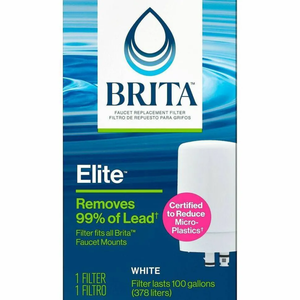 Brita On Tap Water Filtration System Replacement Filters For Faucets - 100 gal Filter Life - Blue, White - 1 Each