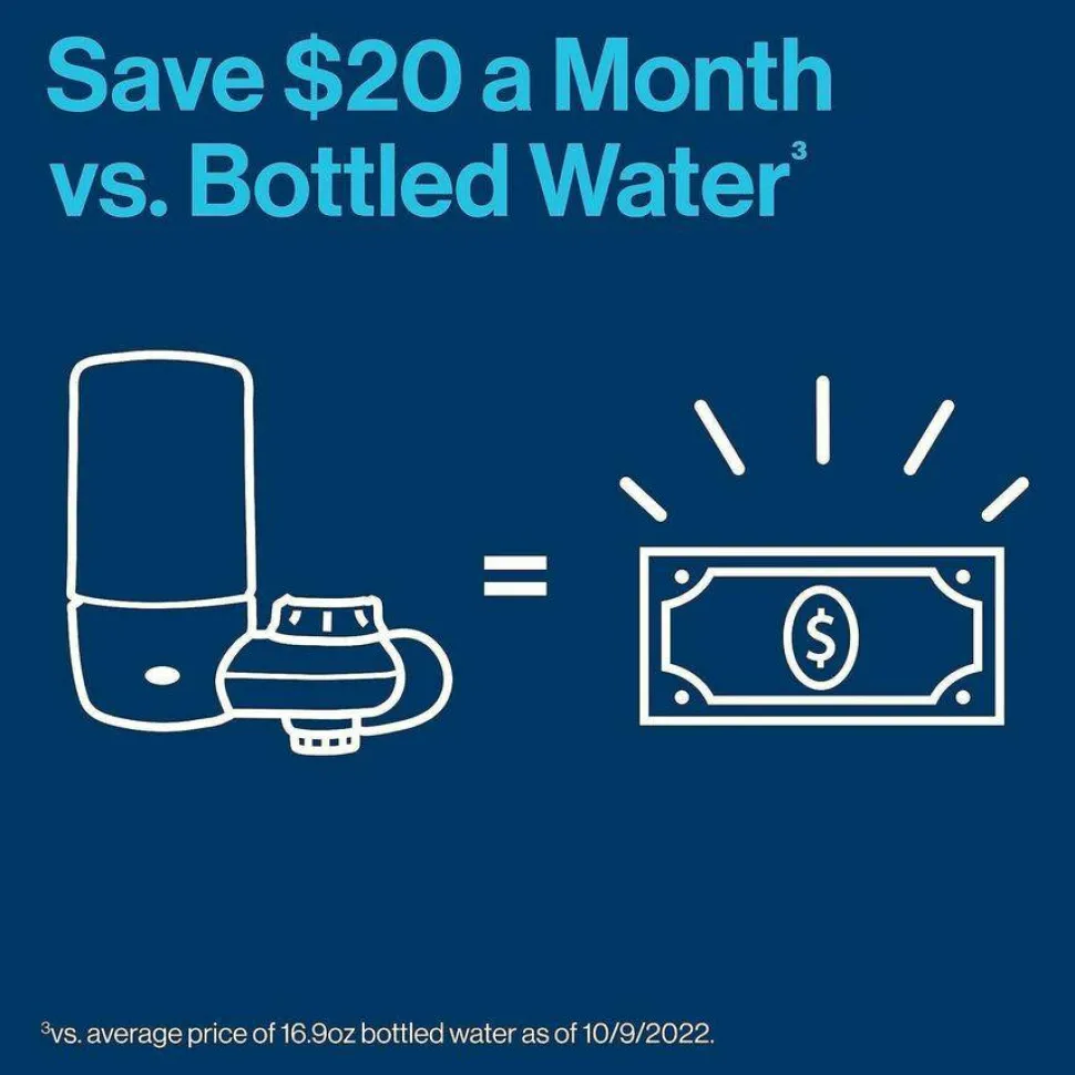 Brita On Tap Water Filtration System Replacement Filters For Faucets - 100 gal Filter Life - Blue, White - 1 Each