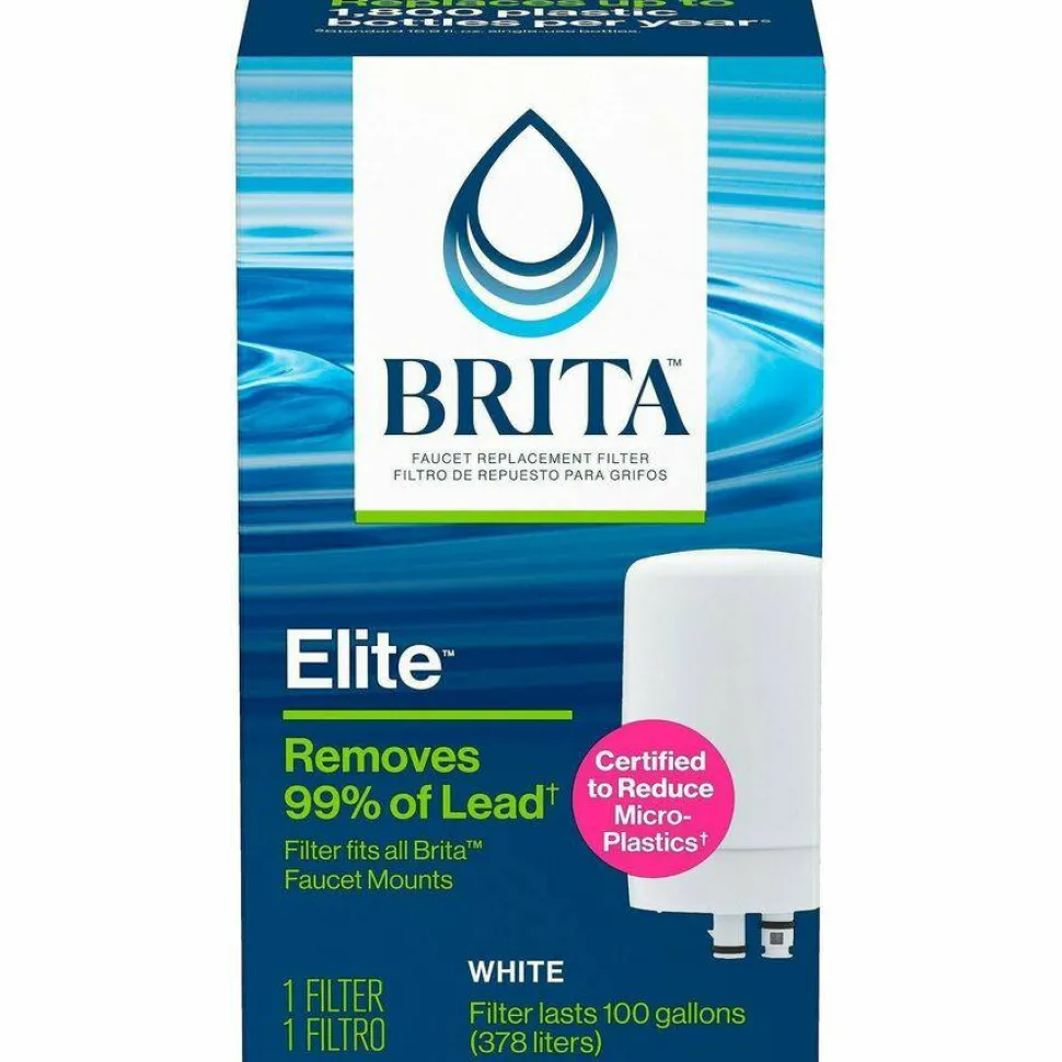 Brita On Tap Water Filtration System Replacement Filters For Faucets - 100 gal Filter Life - Blue, White - 1 Each