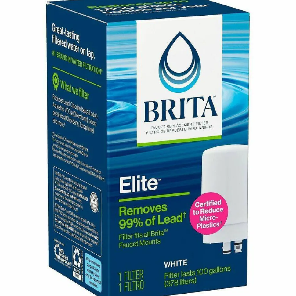 Brita On Tap Water Filtration System Replacement Filters For Faucets - 100 gal Filter Life - Blue, White - 1 Each