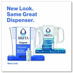 Brita Small 6-Cup Water Filter Pitcher with 1 Standard Filter, Denali, White, 2/Carton