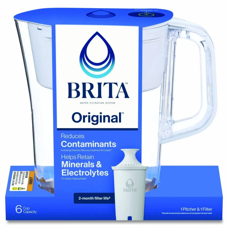 Brita Small 6-Cup Water Filter Pitcher with 1 Standard Filter, Denali, White, 2/Carton