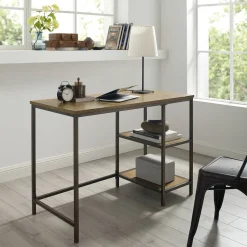 Brooke Desk in Washed Oak & Antique Bronze