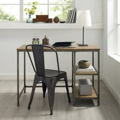 Brooke Desk in Washed Oak & Antique Bronze