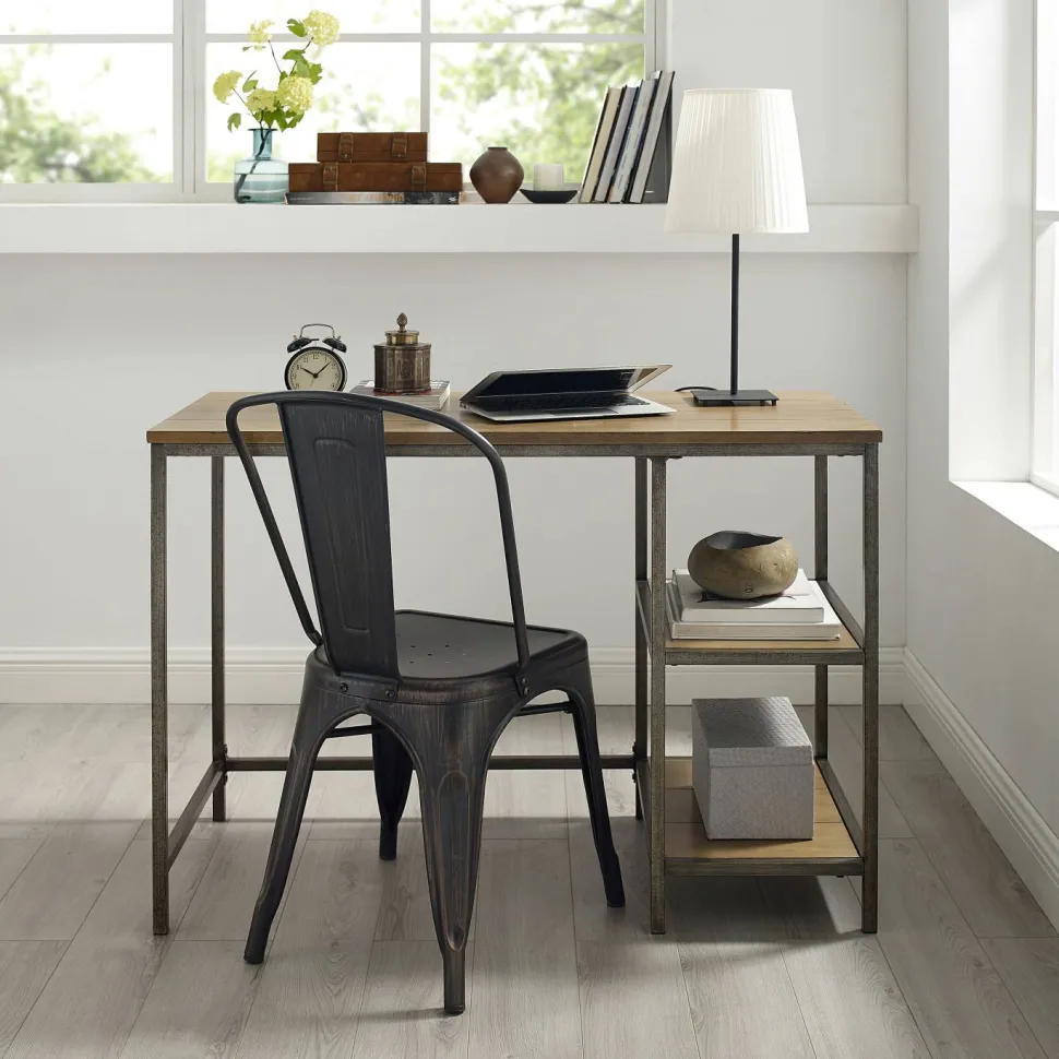 Brooke Desk in Washed Oak & Antique Bronze