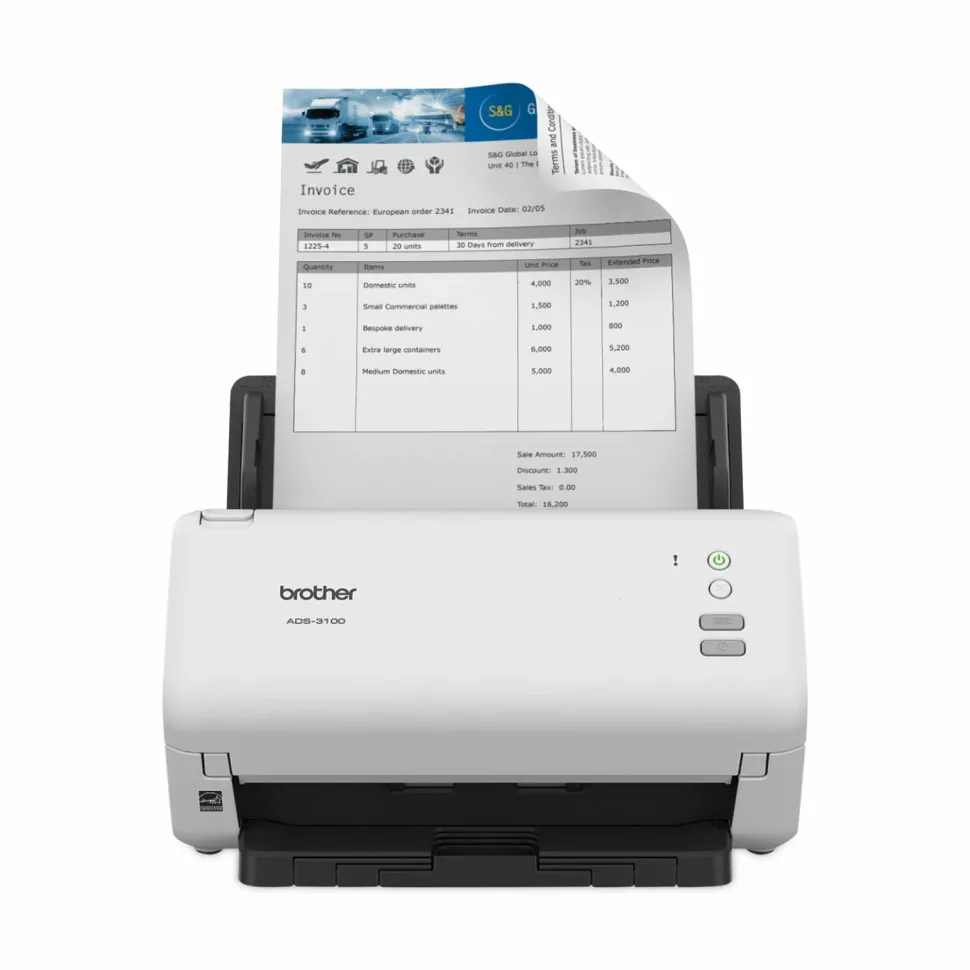 Brother ADS-3100 High-Speed Desktop Scanner, 600 dpi Optical Resolution, 60-Sheet Auto Doucment Feeder