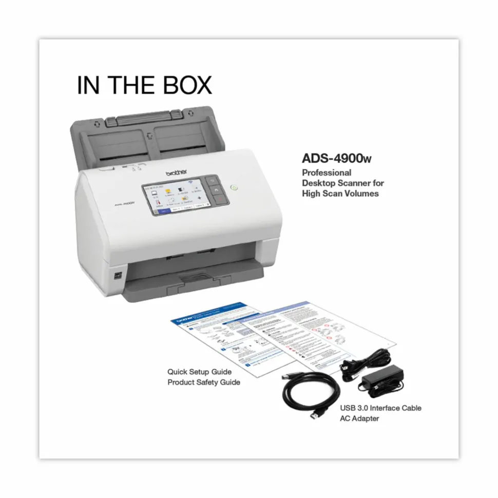 Brother ADS-4900W Professional Desktop Scanner, 600 dpi Optical Resolution, 100-Sheet Auto Document Feeder
