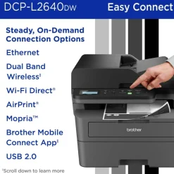 Brother DCP-L2640DW Wireless Compact Monochrome Multi-Function Laser Printer, Refresh EZ Print Eligibility