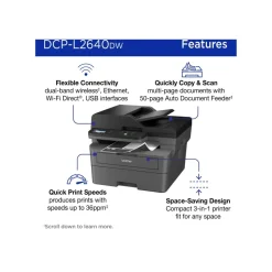 Brother DCP-L2640DW Wireless Compact Monochrome Multi-Function Laser Printer, Refresh EZ Print Eligibility