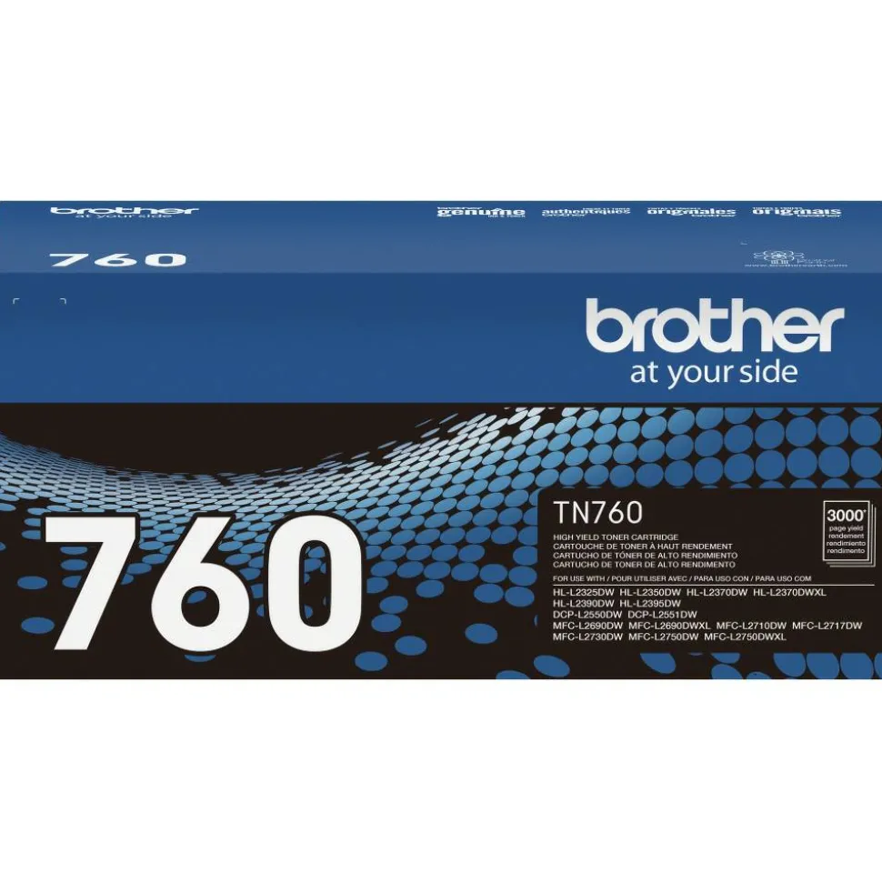 Brother Genuine TN760 Black High Yield Toner Cartridge