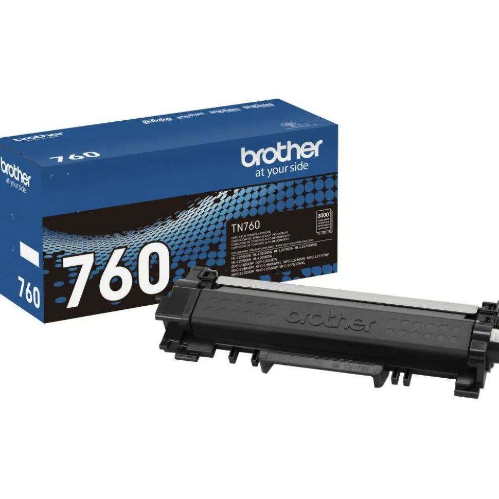 Brother Genuine TN760 Black High Yield Toner Cartridge