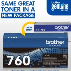 Brother Genuine TN760 Black High Yield Toner Cartridge