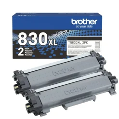 Brother Genuine TN830XL2PK Black High Yield Toner Cartridges, Pack Of 2