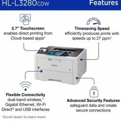 Brother HL-L3280CDW Wireless Compact Digital Laser Color Printer With Refresh EZ Print Eligibility