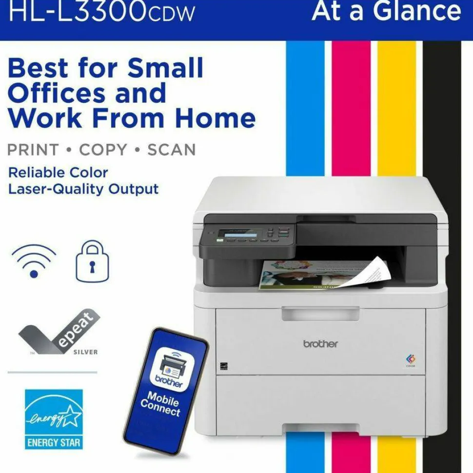 Brother HL-L3300CDW Wireless Digital Multi-Function Laser Color Printer With Refresh EZ Print Eligibility