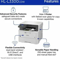 Brother HL-L3300CDW Wireless Digital Multi-Function Laser Color Printer With Refresh EZ Print Eligibility