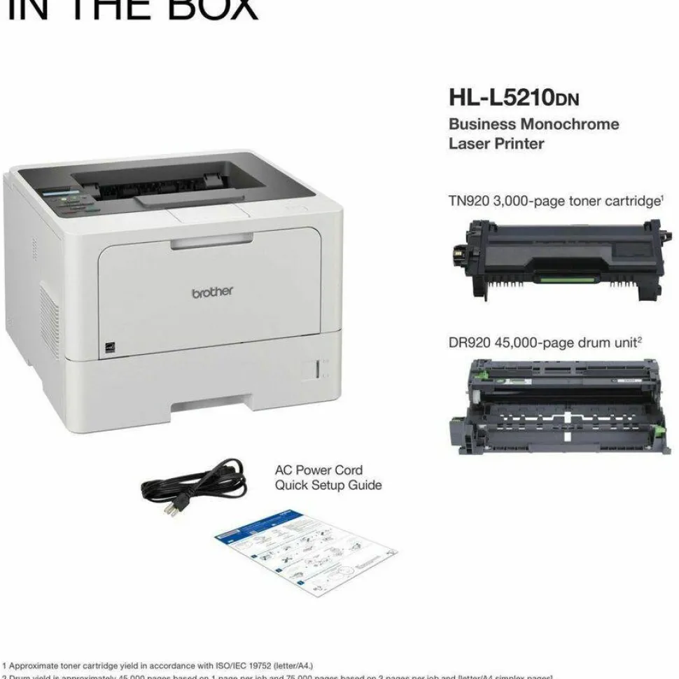 Brother HLL5210DN Desktop Wired Laser Printer - Monochrome