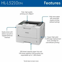 Brother HLL5210DN Desktop Wired Laser Printer - Monochrome