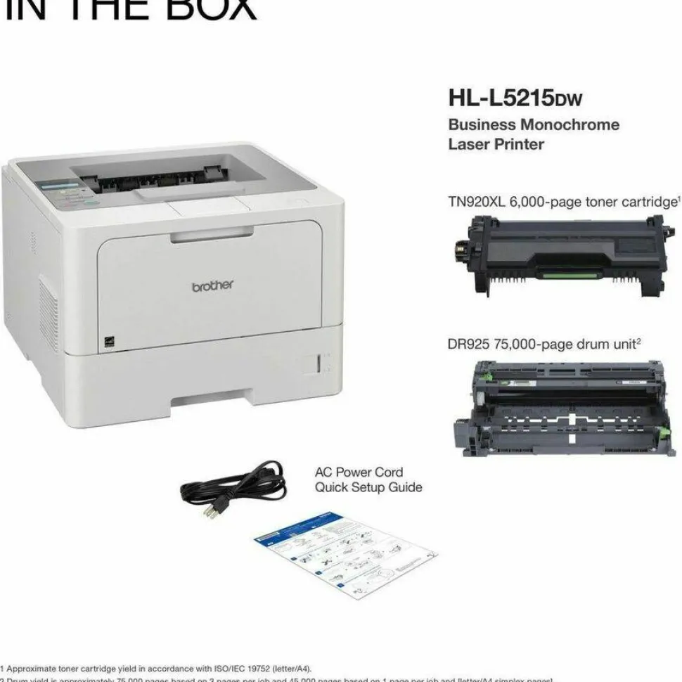Brother HL-L5215DW Desktop Wireless Laser Printer - Monochrome