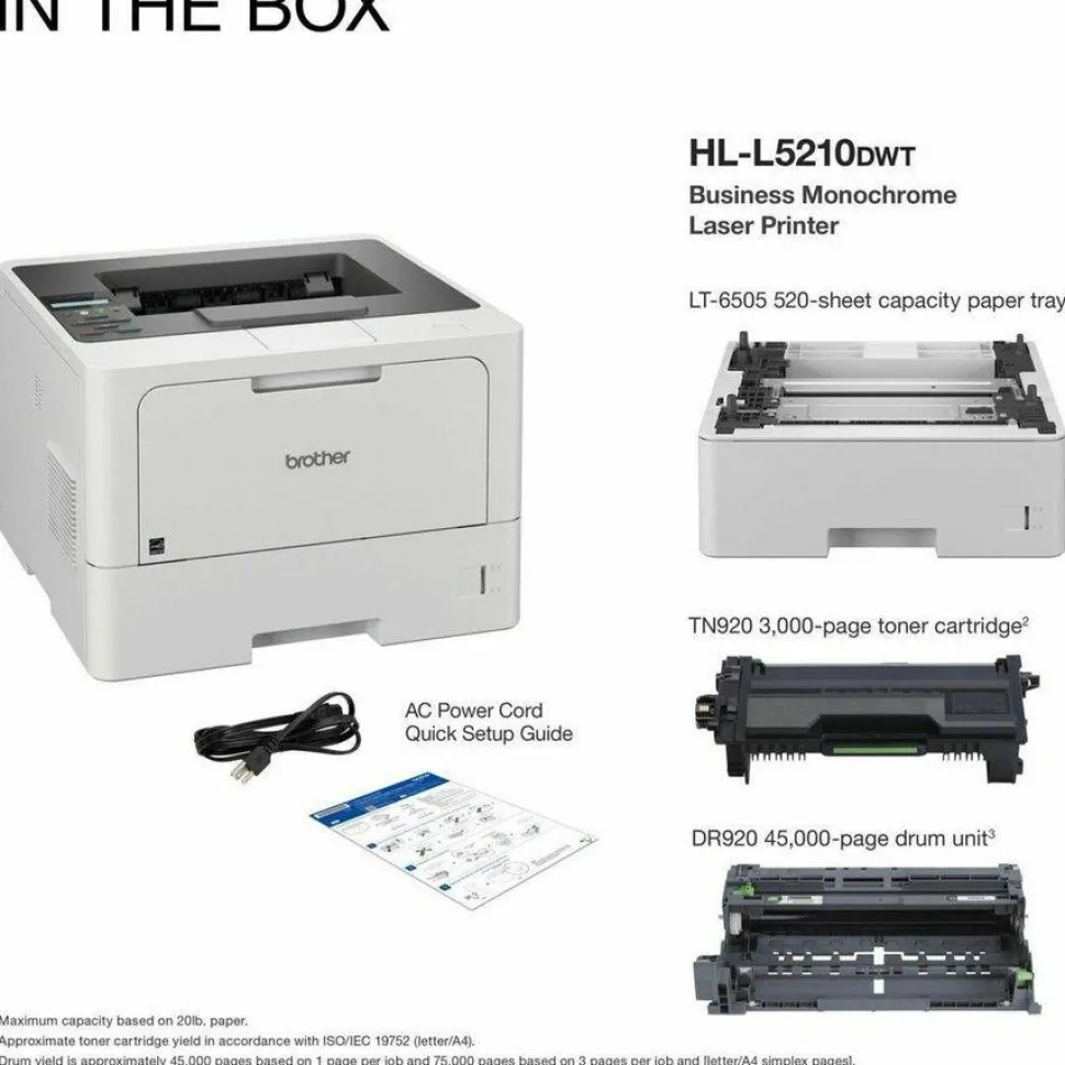 Brother HL-L5210DW Desktop Wireless Laser Printer - Monochrome
