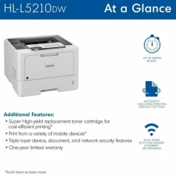 Brother HL-L5210DW Desktop Wireless Laser Printer - Monochrome