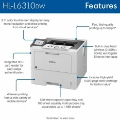 Brother HL-L6310DW Desktop Wireless Laser Printer - Monochrome
