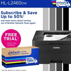 Brother HL-L2460DW Wireless Compact Monochrome Laser Printer, Duplex and Mobile Printing, Refresh EZ Print Eligibility