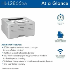 Brother HL-L2865DW Wireless Laser Printer - Monochrome