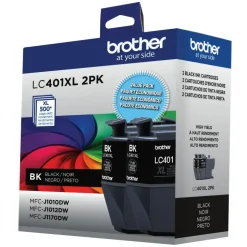 Brother LC401 Black High-Yield Ink Cartridges, Pack Of 2, LC401XL2PK