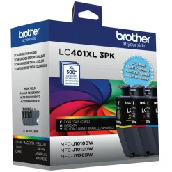 Brother LC401XL Cyan; Magenta; Yellow High-Yield Ink Cartridges, Pack Of 3, LC401XL3PKS