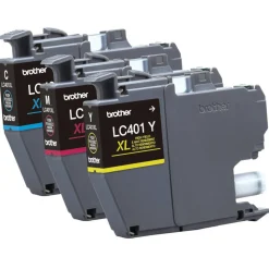 Brother LC401XL Cyan; Magenta; Yellow High-Yield Ink Cartridges, Pack Of 3, LC401XL3PKS